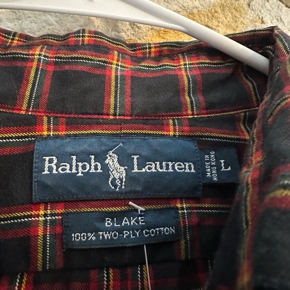 Mens Christmas / Holiday Plaid Long sleeve Polo Button Down Large - Picture 4 of 4